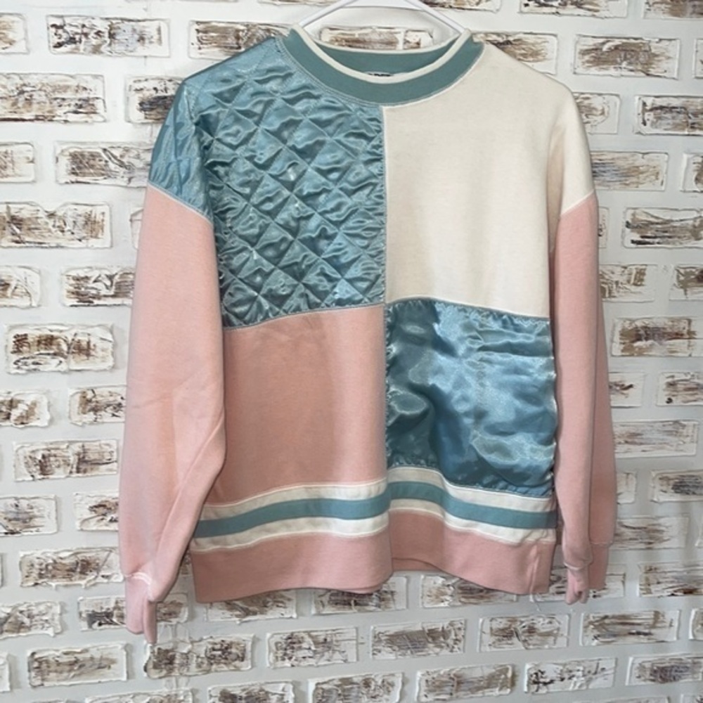 Vintage 80s Koret Embellished Patchwork Colorblock Sweatshirt